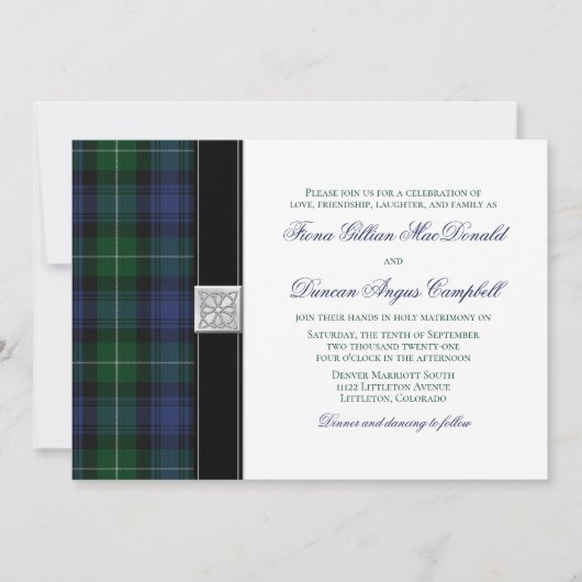 Lamont Tartan Scottish Celtic Wedding Einladung (Vorderseite)