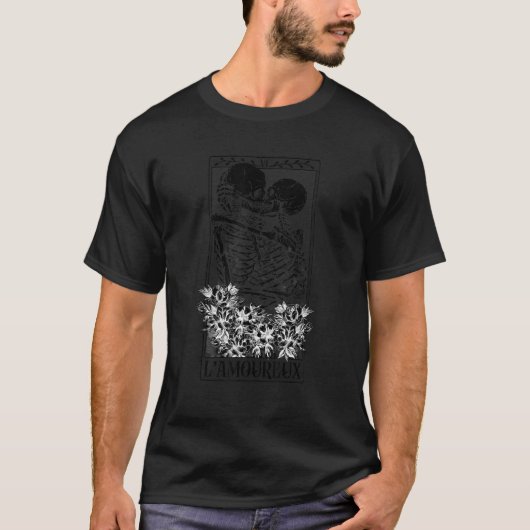 L'amoureux Tarot Card Skelett Kissing Aesthesie T-Shirt (Vorderseite)