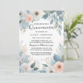 Lamp Ivory Ice Sky Gold Light Blue Quinceanera Einladung (Stehend Vorderseite)