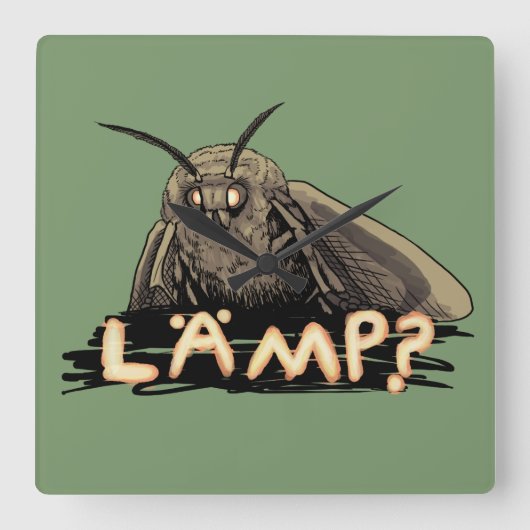 Lamp? Moth Meme Quadratische Wanduhr (Vorderseite)