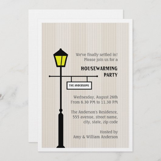 Lamp Post Housewärme Party Einladung (Vorne/Hinten)