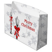 Lamp Post Snowflakes Weihnachten LGB Große Geschenktüte (Rückseite Schrägansicht)