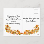 Lamp und Pumpkins Glückliches Erntedankfest Feiertagspostkarte (Rückseite)