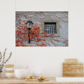 Lampe auf einer grauen Mauer Poster (Küche)