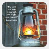 Lampe mit Bibelverse Quadratischer Aufkleber (Vorderseite)