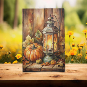 Lampe und Kürbisse Herbst Geschirrtuch