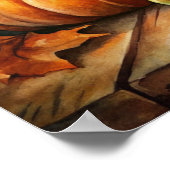 Lampe und Kürbisse Herbst Poster (Ecke)