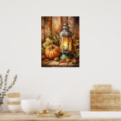 Lampe und Kürbisse Herbst Poster (Küche)