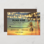 Lampen Strand Sonnenuntergang Hochzeit RSVP Karten (Vorne/Hinten)