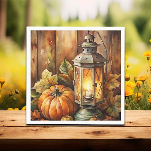 Lampen und Pumpkins fallen Serviette