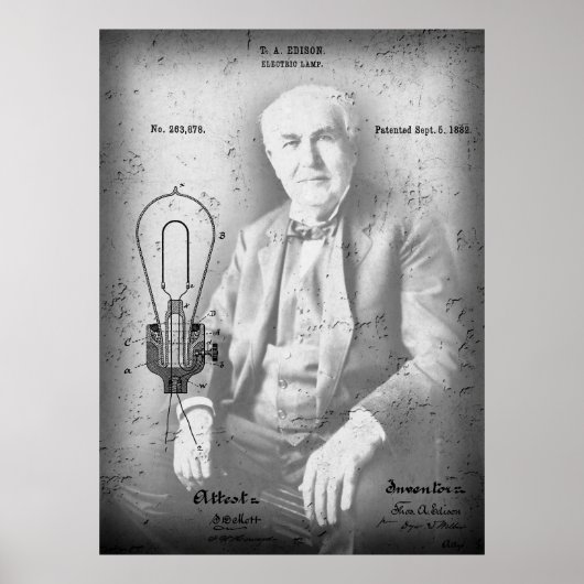Lampenpatent - Edison 1882 Poster (Vorne)