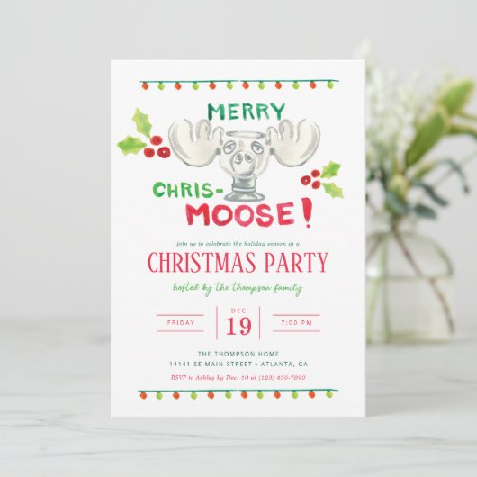 Lampoons Merry-Chris-Moose-Party Einladung (Stehend Vorderseite)