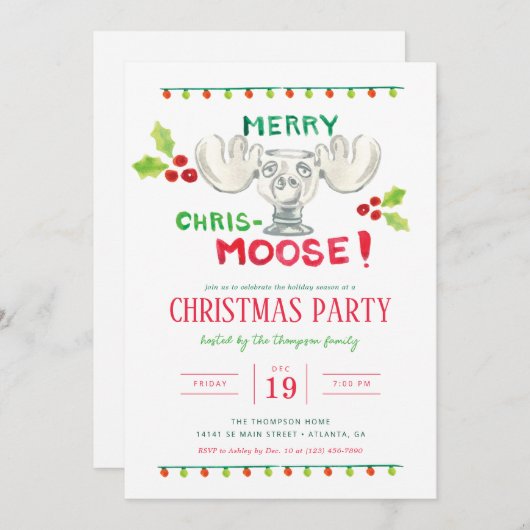 Lampoons Merry-Chris-Moose-Party Einladung (Vorne/Hinten)