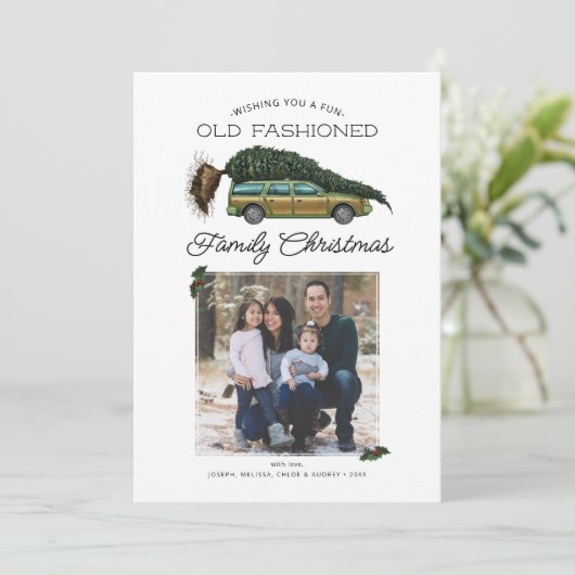 Lampoons Weihnachtsfamilie Foto Einladung (Stehend Vorderseite)
