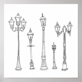 Lamppost Illustration Poster