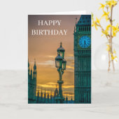Lamppost und Big Ben Geburtstagskarte Karte (Gelbe Blume)