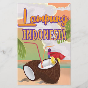 Lampung Indonesien Vintage-Urlaubsposter. Briefpapier