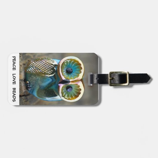 Lampwork Eulen-Perlen-Gepäckanhänger Gepäckanhänger (Vorderseite horizontal)