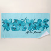 Lanai Distressed Hawaiian Hibiskus - Aqua Bue Strandtuch (Vorderseite)