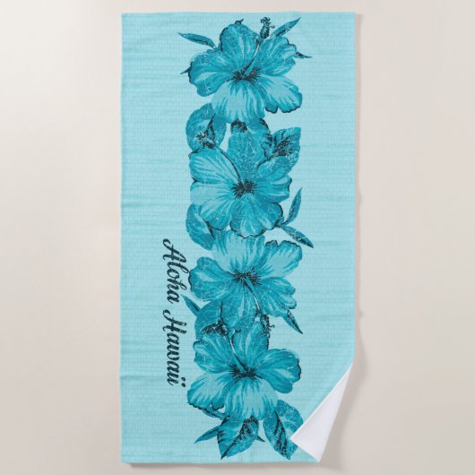Lanai Distressed Hawaiian Hibiskus - Aqua Bue Strandtuch (Vorderseite)