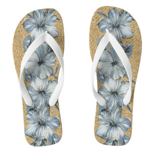 Lanai Distressed Hawaiian Hibiskus - Blau Badesandalen
