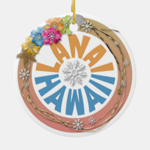 Lanai Hawaii Hibiskus-Feiertagsverzierung Keramik Ornament
