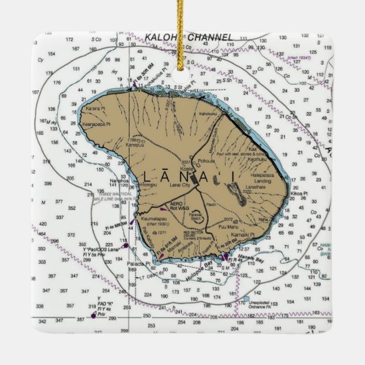 Lanai Hawaii Nautical Chart Keramikornament (Rückseite)