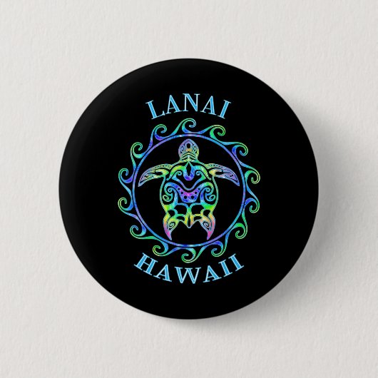 Lanai Hawaii Urlaub Bunter Schildkröte  Button (Vorderseite)
