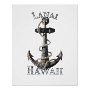 Lanai Hawaii Vacation Nautical Anchor Sailing Poster