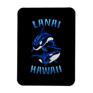 Lanai Hawaii Vacation Tribal Whale Orcas Magnet