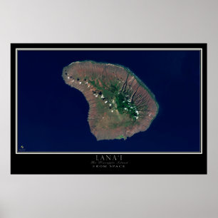 Lanai Island Hawaii Satellite Poster Karte