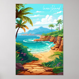 Lanai Island Hawaii Vintage-Reise-Illustration Poster