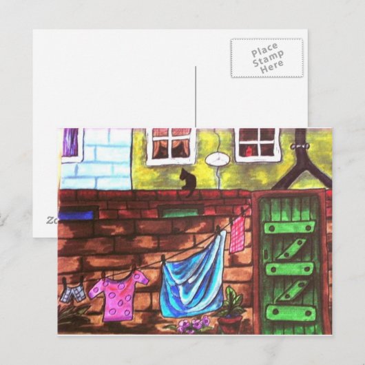 Lancashire Backyard Postkarte (Vorne/Hinten)