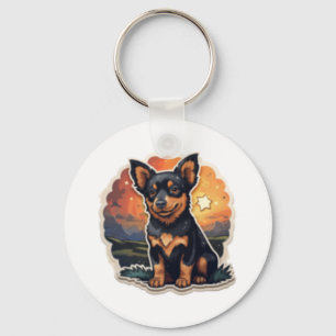 Lancashire Heeler bei Sonnenuntergang Schlüsselanhänger