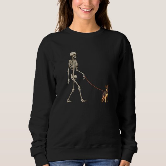 Lancashire Heeler Skeleton Dog Walking Halloween D Sweatshirt (Vorderseite)