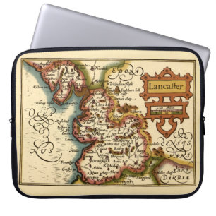 Lancashire Landkreis England Alte antike Karte Laptopschutzhülle