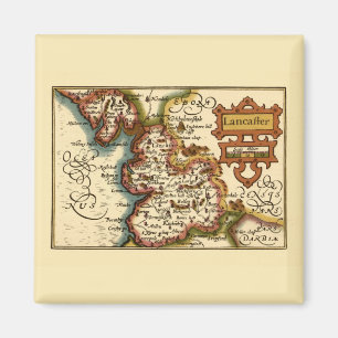 Lancashire Landkreis England Alte antike Karte Magnet