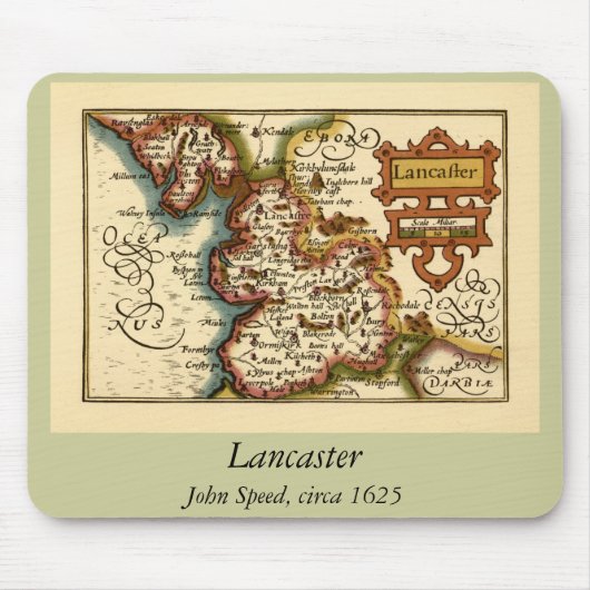 Lancashire Landkreis England Alte antike Karte Mousepad (Vorne)