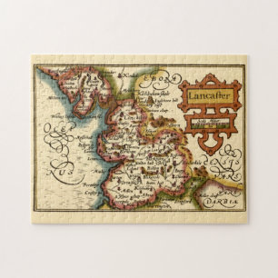 Lancashire Landkreis England Alte antike Karte Puzzle
