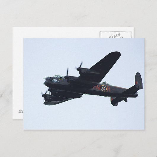 Lancaster Bomber im Flug. Postkarte (Vorne/Hinten)