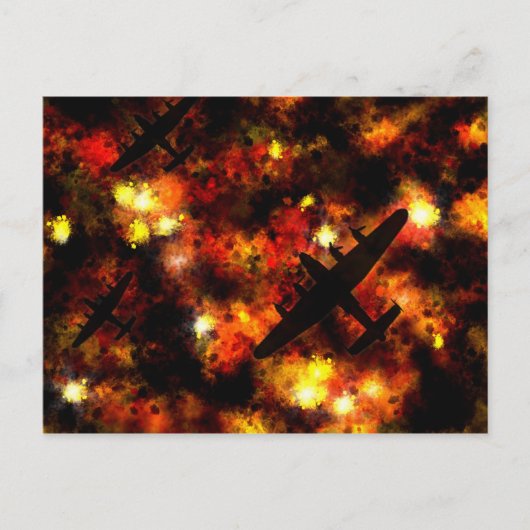 Lancaster Bomber Night Raid Postkarte (Vorderseite)