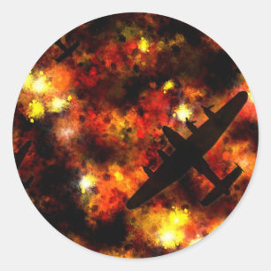 Lancaster Bomber Night Raid Runder Aufkleber