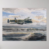 Lancaster-Bomber über bombierte U-Boot-Stifte Poster (Vorne)
