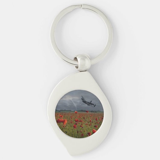 Lancaster Bomber über einem Mohn Schlüsselanhänger (Vorderseite)