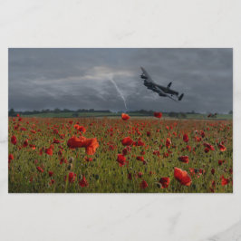 Lancaster Bomber über einem Mohnfeld Briefpapier