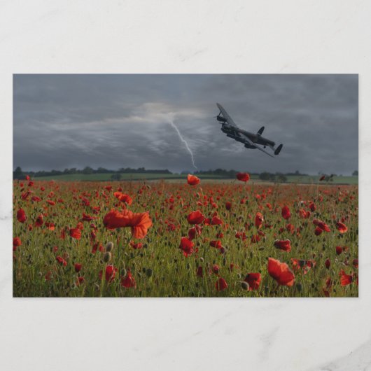 Lancaster Bomber über einem Mohnfeld Briefpapier (Vorderseite)