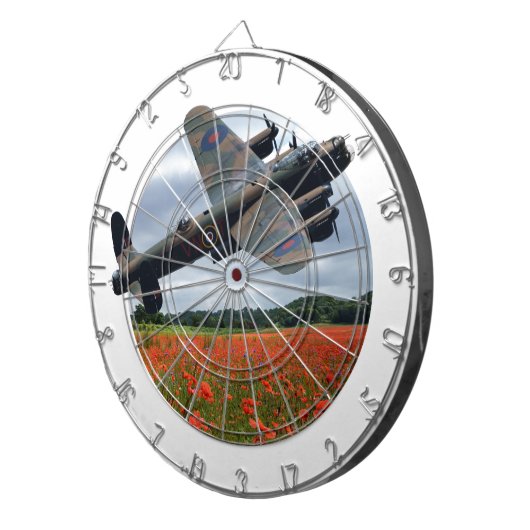 Lancaster Bomber über einem Mohnfeld Dartscheibe (Vorderseite rechts)