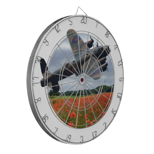 Lancaster Bomber über einem Mohnfeld Dartscheibe (Vorderseite Links)