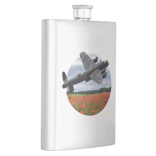 Lancaster Bomber über einem Mohnfeld Flachmann (Rechts)