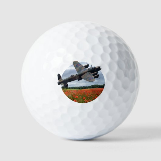 Lancaster Bomber über einem Mohnfeld Golfball (Vorderseite)
